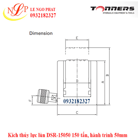 Kích thủy lực lùn DSR-15050 150 tấn, hành trình 50mm