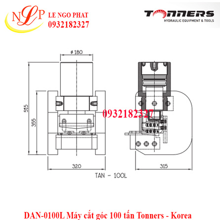 DAN-0100L Máy cắt góc 100 tấn Tonners - Korea