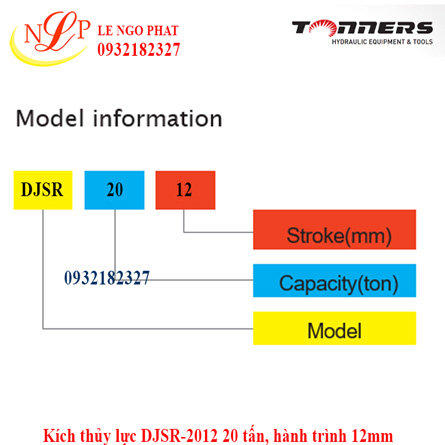 Kích thủy lực DJSR-2012 20 tấn, hành trình 12mm