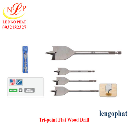 Tri-point Flat Wood Drill